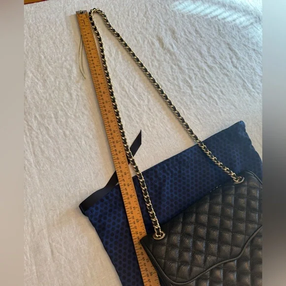 NWOT Rebecca Minkoff Large Black/Gold Leather Quilted Affair Bag Dust Bag $295